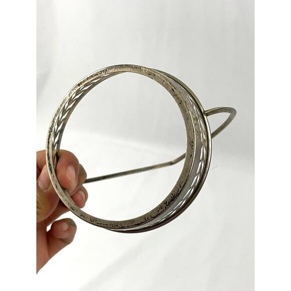 VTG Etched Cut Glass Candy Dish Small Basket Holder Sterling J44 - Picture 15 of 15